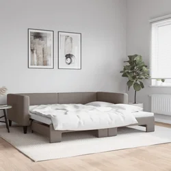Dnevni krevet na razvlačenje smeđesivi 100 x 200 cm od tkanine