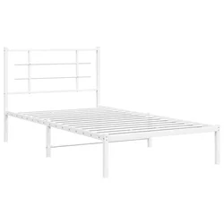 Vidaxl Kovinski posteljni okvir z vzglavjem bel 100x190 cm