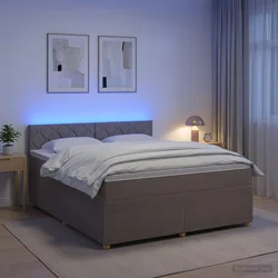 vidaXL Postelja boxspring z vzmetnico Taupe 160 x 200 cm Blago