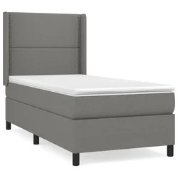 Vidaxl Box spring postelja z vzmetnico temno siva 90x190 cm blago