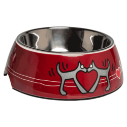 Rogz 2 u 1 Bubble Bowlz posuda, Red Heart - M