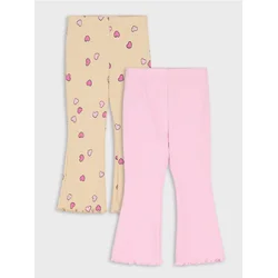 Sinsay - Pamučne flare helanke 2 komada - pastelno roze