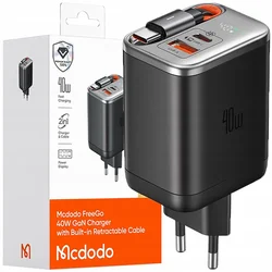 MCDODO CH-4281 ZIDNI PUNJAČ 40W 1C+1A GaN SA UGRAĐENIM Kablom USB-C NA IZVLAČENJE 65cm