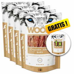 WOOLF Chicken Jerky Bars 5x100g, 4+1 GRATIS