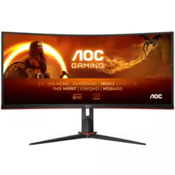 Monitor AOC 34 CU34G2XP/BK VA WQHD 180 Hz 1 ms Gaming Curved Black