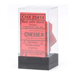 Kockice Chessex - Opaque - Polyhedral - Red & Black (7)
