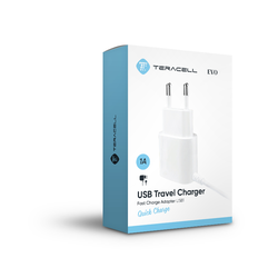Punjač Teracell Evo USB1 Lightning 1A, Beli