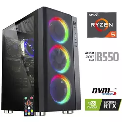 Računalnik MEGA 6000Y B550/R5-5600G/DDR4-16GB/SSD512GB-NVMe/RTX3060Ti-8GB/Aktivno hlajenje/RGB/Brez OS