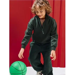 Sinsay - Pamučni half-zip duks od fleece pletiva - tamno zelena