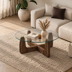 Hanah Home klub sto Yuvarlak, 80 cm, orah