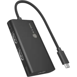 ICY BOX Adapter USB Type-C na 3x HDMI, aluminij, 0.2m