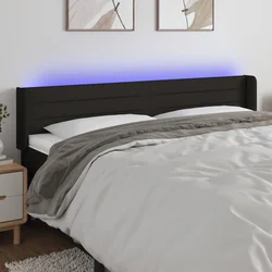 Greatstore LED posteljno vzglavje črno 183x16x78/88 cm blago