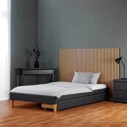 Homestyle4U Oblazinjena postelja, 145x32x210 cm, siva