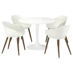 DOCKSTA / GRÖNSTA Sto i 4 stolice s rukohvatima, bela/bela, 103 cm