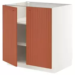 METOD Podni element s policama/2 vrata, bela/Terrsjö crvenobraon talasasta šara, 80x60 cm
