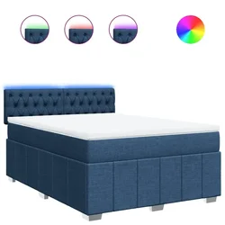 Vidaxl Box spring postelja z vzmetnico modra 160x200 cm blago