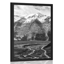 Plakat čudovita gorska panorama v črnobeli varianti - 60x90 white