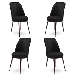 Hanah Home Set 4 trpezarijske stolice Dexa Crno-Braon
