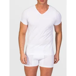 zd ZERO DEFECTS Spodnja majica V-Neck T-Shirt Egiptian Cotton bela