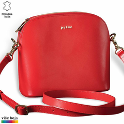 Princ Leather Ženska ovalna kožna torbica, Crvena