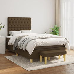 vidaXL Box spring postelja z vzmetnico temno rjav 120x200 cm blago
