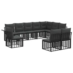 Set vanjskih sofa 10 pcs Crna i tamno siva Poliester