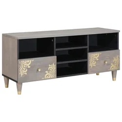 TV ormar s ladicama Siva 100 x 33 x 46 cm Čvrsto drvo manga