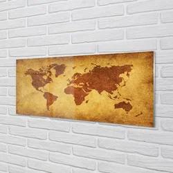 tulup.si Steklena slika Stara rjava zemljevid 140x70 cm 4 obešalnika