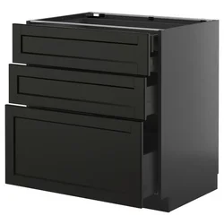 METOD / KNIVSHULT Pod.elem.3front/2dnj/1srd/1vis.fiok, Crnosiva/Lerhyttan crno bajcovano, 80x60 cm