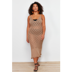 Trendyol Curve Mink V Neck Beach Dress