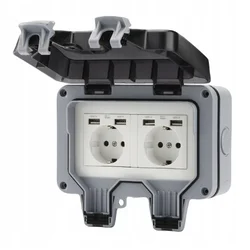 DVOJNA VODOTESNA ZUNANJA USB VTIČNICA IP66 VODOTESNA VTIČNICA