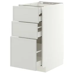 METOD / MAXIMERA Pod.elem.3front/2dnj/1srd/1vis.fiok, bela/Aspudden svetlosiva, 40x60 cm