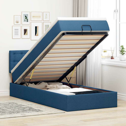 Otomanski krevet s madracem i LED plavi 90x200 cm tkanine