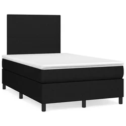 Vidaxl Box spring postelja z vzmetnico črn 120x200 cm blago