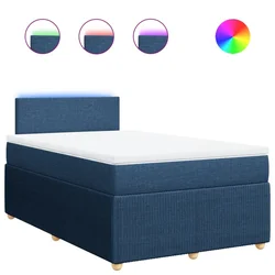 Vidaxl Box spring postelja z vzmetnico modra 120x190 cm blago