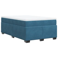 Vidaxl Box spring postelja z vzmetnico temno moder 120x190 cm žamet