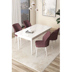Hanah Home Set Trpezarijski sto i 4 stolice Arp, Prljavo roze