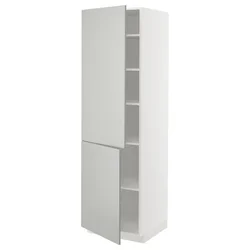METOD Visoki element s policama/2 vrata, bela/Havstorp svetlosiva, 60x60x200 cm
