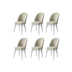 Hanah Home Set 6 trpezarijskih stolica Ritim Krem-Beli