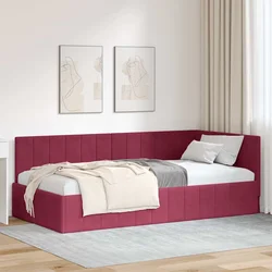 vidaXL Kotna postelja z vzglavjem vinsko rdeča 100 x 200 cm Žamet
