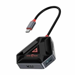 White Shark USB Hub Hexagon 6u1, Type-C, Crno-srebrni