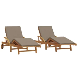 Ležaljka 2 pcs Sivo-smeđa 200 x 67 x 84 cm Čvrsto drvo akacije