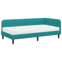 Vidaxl Kotna postelja Turkizna 90 x 190 cm Žamet