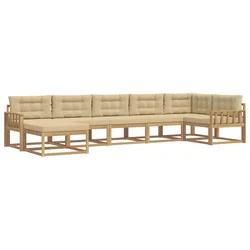 Set vanjskih sofa s jastukom 7 pcs Bijela i bež