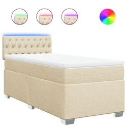 Vidaxl Box spring postelja z vzmetnico krem 90x190 cm blago