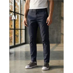 Sinsay - Pamučne slim chino pantalone - mornarsko