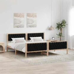 Krevetna konstrukcija Crna 200 x 200 cm Čvrsto borovo drvo