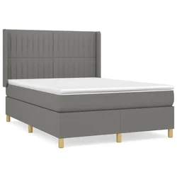 Vidaxl Box spring posteljni z vzmetnico temno siv 140x190 cm blago