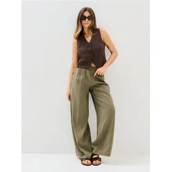 Sinsay - Wide leg pantalone sa modalom - tamno zelena