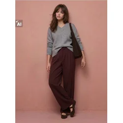 Sinsay - Široke pantalone sa zakrpama - mahagoni